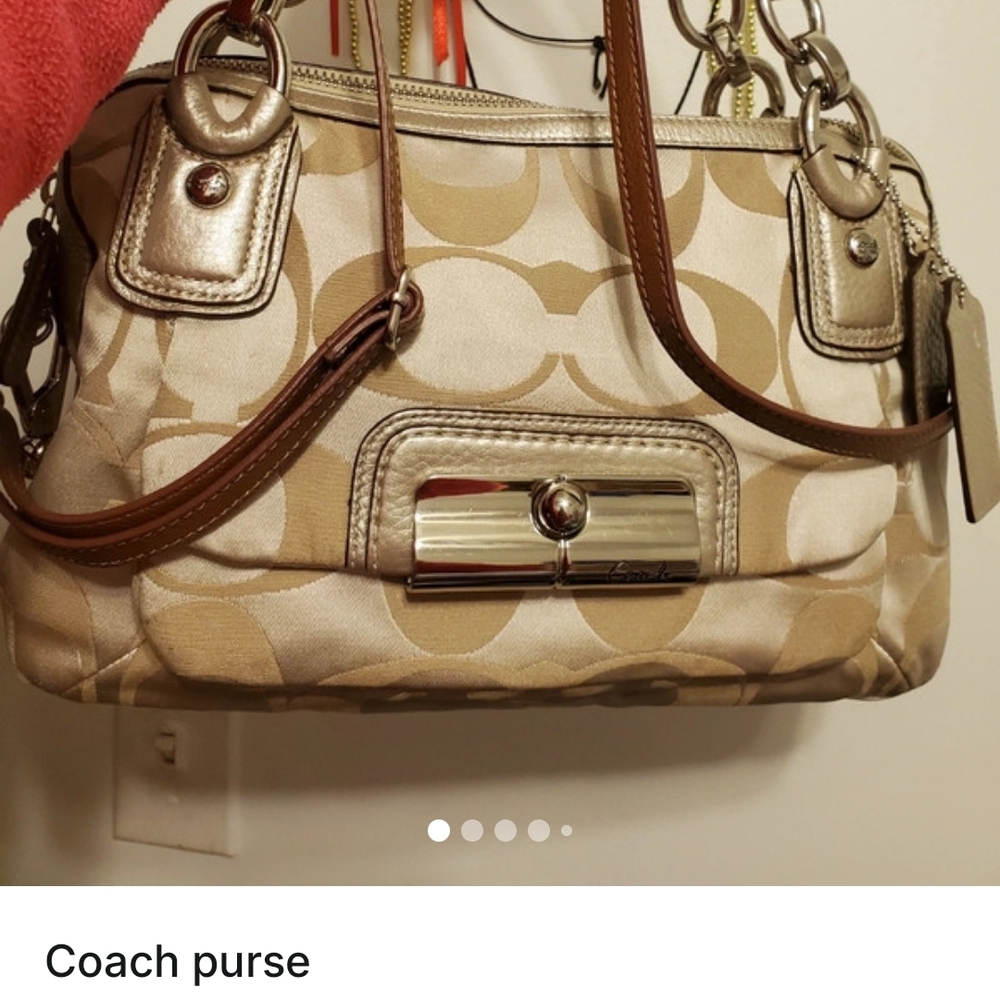 Coach Tan and Brown Shoulder Bag